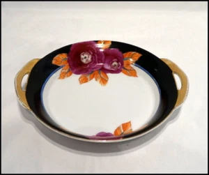 Noritake Art Deco Schale mit zwei Henkeln, Deko Blumenmuster und Goldrand N324 - Bild 1 von 9