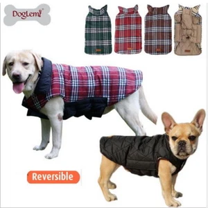 For Medium Large Pet Dogs Ｗinter Thicken Plaid Clothes Coat Sweater Jacket Shirt - Picture 1 of 13