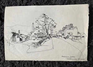 ALBANY WISEMAN 1930-2021 INK DRAWING Balmenach Distillery, Scotland - Picture 1 of 3