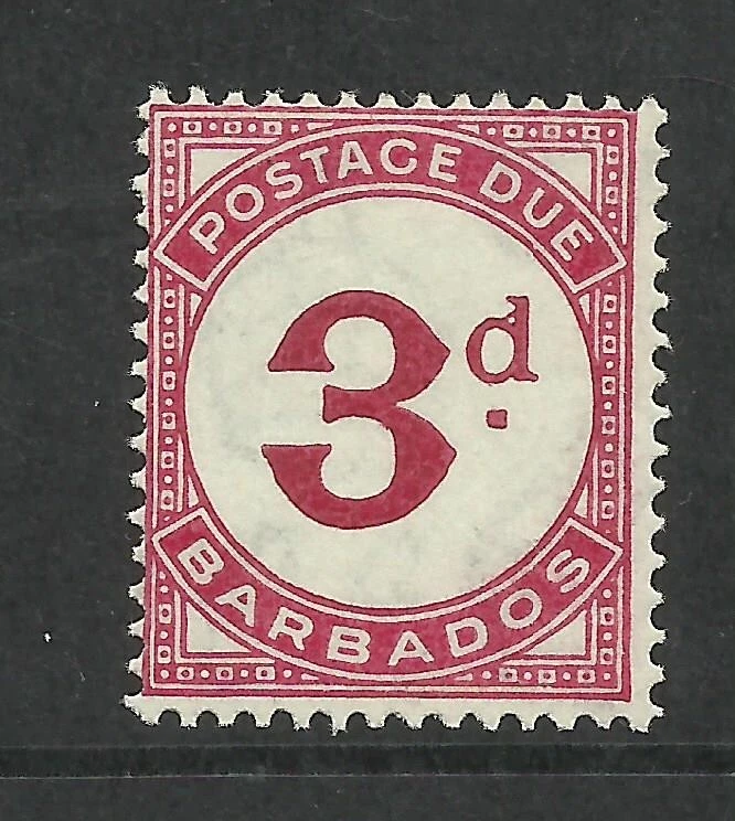 Барбадос 1934 Sg D3, 3D, Кармин из-за почтовой задержки, демонтированный Монетный двор. {AV1800 -312} - Изображение 1 из 1