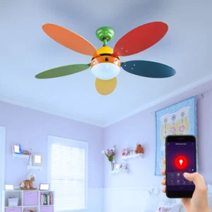Ventilatore Bambini Plafoniera Smart RGB LED Cct Vor-Rücklauf Colorato - Foto 1 di 12