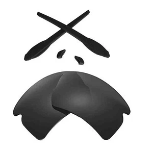 Walleva Black Polarized Lenses with Rubber Kit For Oakley Flak 2.0 XL OO9188 - Picture 1 of 7