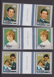 1981 Royal Wedding Charles & Diana MNH set francobolli Niue SG 430-2 GRONDAIA ORIZZONTALE - Foto 1 di 1