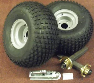TRAILER KIT UNBRAKED 22X11.00-8 WHEELS & TYRES COUPLING HEAD STUB AXLES & HUBS - Picture 1 of 4