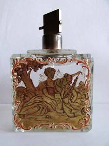 Antique Czech/Bohemian Cut Glass Perfume Bottle Atomizer Hand-Painted W.Berndt? - Picture 1 of 11