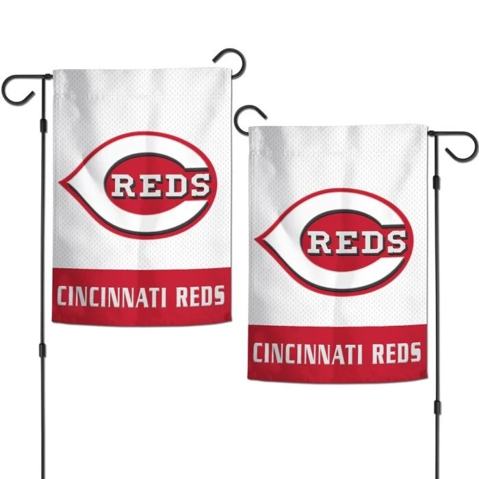 CINCINNATI REDS 2 SIDED EMBROIDERED APPLIQUE GARDEN FLAG 12.5"X18" MLB - Image 1 of 1