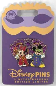 Disney Parks Mickey & Minnie Mardi Gras Carnevale Masks Limited Release LR Pin - Picture 1 of 1