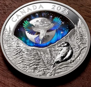 MOON SKY: RAVEN 2025 CANADA HOLOGRAPHIC INUIT 1oz .9999 Pure Silver $20 Coin - Picture 1 of 15