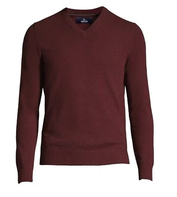 Lands' End 100% Italian Cashmere V-Neck Sweater Wine Burgundy Maroon Men’s L - Image 1 of 4