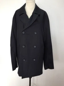 JAG SIZE L MENS NAVY BLUE DOUBLE BREASTED BUTTON UP LINED PEA COAT POCKETS NEW - Picture 1 of 11