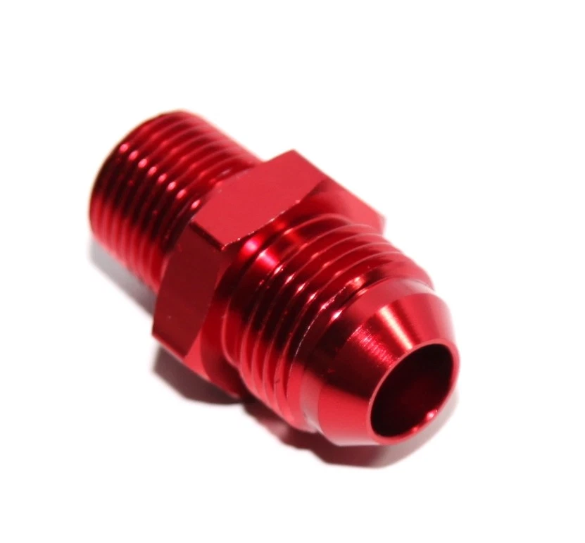 Adaptador de montaje anodizado de aluminio rosca macho NPT 8AN AN-8 a 3/8" ROJO Foto 1 de 4