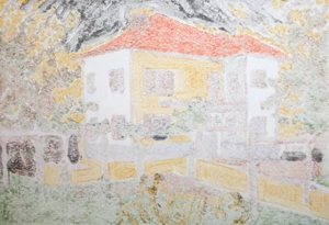 1983 Expressionist print landscape house signed - Picture 1 of 9