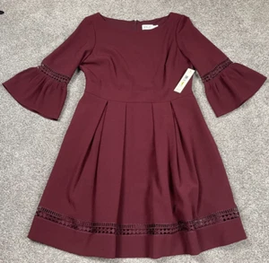 Eliza J Dress Womens 14 Bell Sleeve Lace Event Formal Mini Dark Academia NEW - Picture 1 of 12