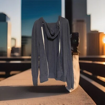 Chaqueta con Capucha Jersey Bolsillo Calce Ajustado Cremallera Azul Oscuro Alternativa Talla Pequeña Foto 1 de 2