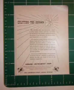 Abrams Instrument Corp. 1954 anuncio Lansing, Michigan - Imagen 1 de 1