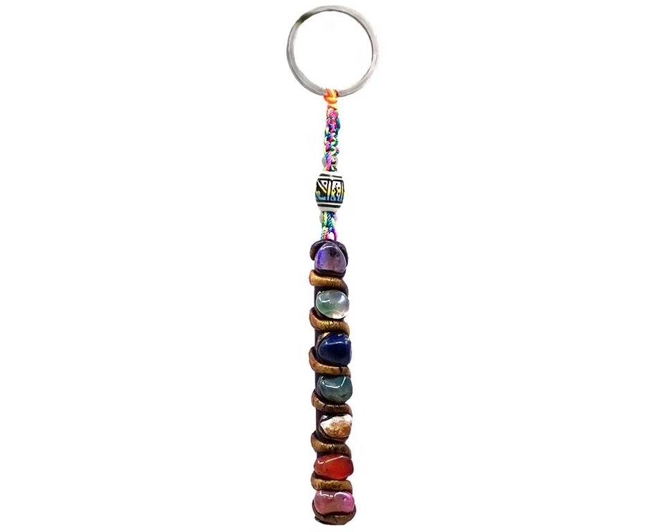 Chakra Stone Keychain Healing Crystal Handmade Macrame Keyring Car Bag Accessory - Image 1 of 1