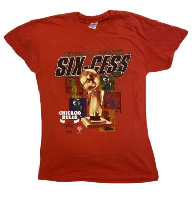 Camiseta roja vintage Starter Chicago Bulls 1998 Finales NBA Six-Cess talla adulto M Foto 1 de 4
