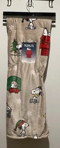 Peanuts SNOOPY Plush Holiday Throw Blanket Christmas 50 X 70 NEW Tan Beige Red - Picture 1 of 3