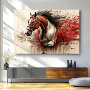 Leinwand Bild Pferde Abstrakt Wandkunst Gemälde Wandbilder XXL Wohnzimmer 6482A - Bild 1 von 7