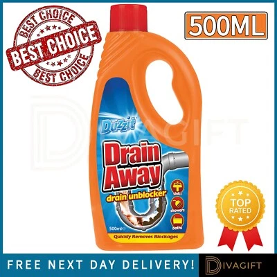 DUZZIT DRAIN UNBLOCKER LIQUID KITCHEN SINK BATHROOM INDOOR OUTDOOR DRAIN AWAY 500ML NEW