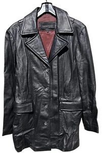 AMBITION New York Jacket Genuine Black Soft Lamb Leather Car Coat Size XL EUC - Picture 1 of 5