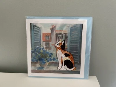 Tarjeta acolchada Cat by Window, en blanco, NUEVA Foto 1 de 3