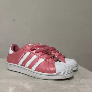 Ladies Adidas Superstar Pink White Leather Lace Up Trainers Shoes UK 5 EU 38 - Picture 1 of 9