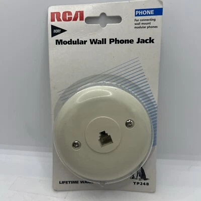 RCA Modular Flush Wall Phone Jack Mount Round Ivory Telephone Jack Part# TP248 - Image 1 of 4