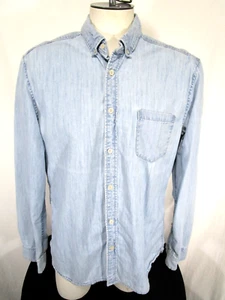 H&M klassisches hellblaues Denim Chambray langes SLV Hemd mit Knopfleiste Herren Gr. L - Bild 1 von 9