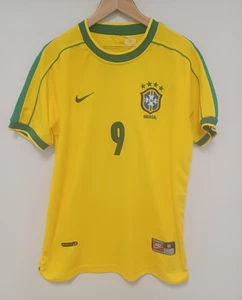 Nike - Brazil 1998 Home Shirt - #9 Ronaldo - Medium - Used - Good B69 W430 - Picture 1 of 18