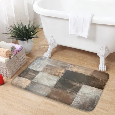 Alfombra de baño abstracta gris marrón, acrílico rústico estético único vintage... Foto 1 de 4