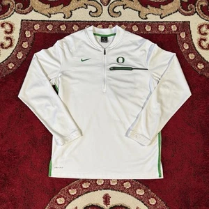 Nike Dri-Fit University of Oregon Ducks White Long Sleeve Quarter 1/4 Zip Size M - Picture 1 of 16