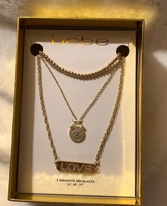 NEU BEBE Set 3 Halsketten: LOVE, Evil Eye, goldfarbene Kugeln neu in Geschenkbox - Bild 1 von 10