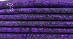 METALLIC PURPLE VINTAGE Thick Soft Lambskin Leather 2 skins 14sqf 1.2mm #C6803 - Picture 1 of 7