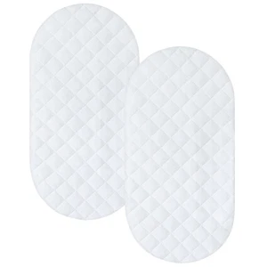 Waterproof Bassinet Mattress Pad Cover Fit for Hourglass/Oval Bassinet 2 Pack - Picture 1 of 8