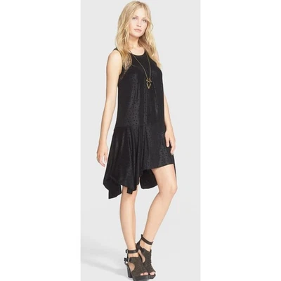 Vestido Free People MAKE IT COUNT Cintura Caída Lunares Encaje Columpio Negro L Nuevo con Etiquetas $98 Foto 1 de 4
