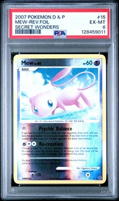 2007 POKEMON DIAMOND & PEARL SECRET WONDERS #15 MEW-REV.FOIL PSA 6 - Image 1 of 2