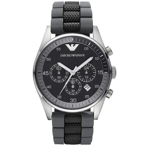 Genuine EMPORIO ARMANI SPORTIVO AR5866 Black Dial Silicone Strap Mens Watch - Picture 1 of 5