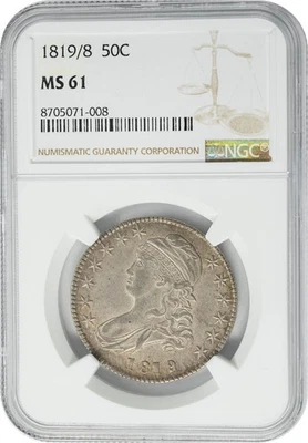 1819/8 Capped Bust Half 50c Small 9 MS61 NGC 950461-1 - Image 1 of 4