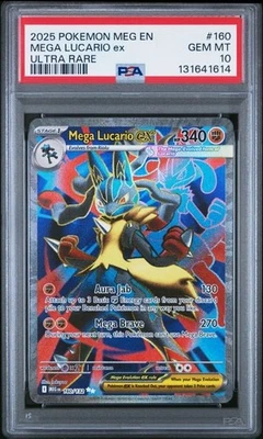 Mega Lucario ex PSA 10 Gem Mt - Pokemon Mega Evolution Ultra Rare 160/132 - Image 1 of 2