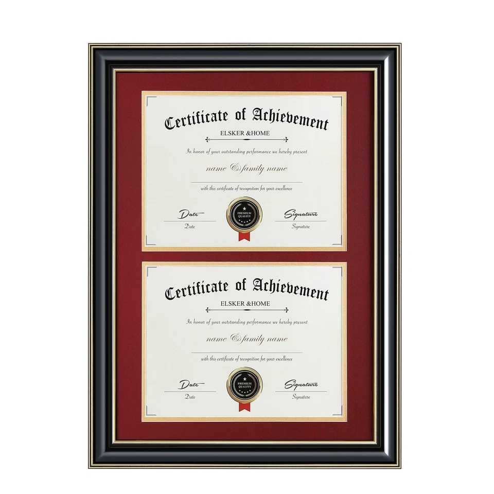 Double Diploma Frame Wood-Made for Certificates&Document for Two 8.5x11 Inch ... - Image 1 of 4