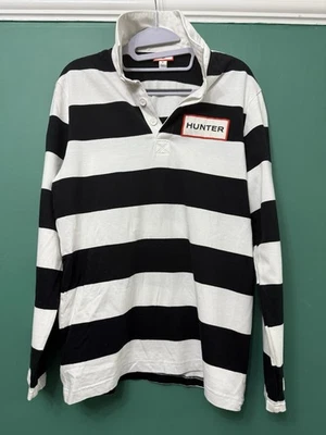 Mens Hunter Rugby Shirt. Small. White & Blue Stripe. SKU 87052 - Image 1 of 4