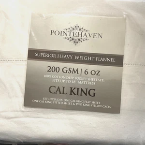 Pointehaven Flanell Laken Set California King schwere Baumwolle 200 GSM weiß - Bild 1 von 5