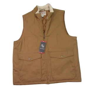 NWT Weather Proof Mens Workwear Vest XL Tan Canvas Twill Quilted Lining Heavy - Picture 1 of 11