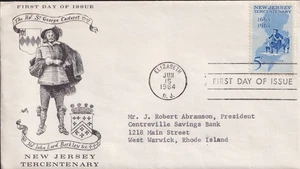 # 1247 1964 First Day Cover New Jersey Tercentenary w/ Original Merchant Letter - Picture 1 of 3