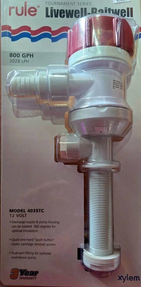 Bomba Livewell Rule 403STC Tournament Series 800 GPH entrada recta 12 voltios Foto 1 de 1