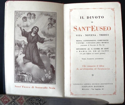 Libro di preghiere "Il Divoto di Sant'Euseo" - Milano, Tip. G. Daverio, 1939 - Immagine 1 di 4