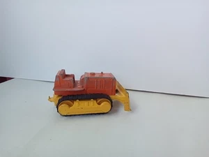 TOOTSIE TOY YELLOW ORANGE VTG BULLDOZER 1980'S TOY METAL  W -BLACK RUBBER NICE - Picture 1 of 10
