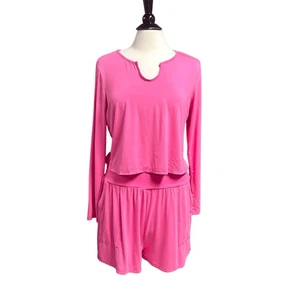 Pink Lily Women’s Pink 2 Piece Set Shorts Lounge Set Size XL - Picture 1 of 9