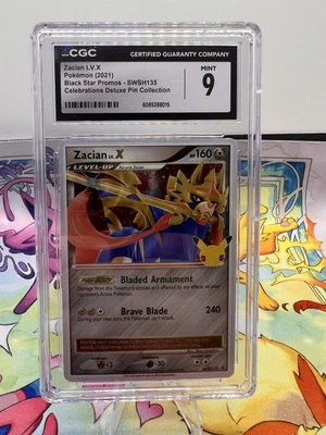 2021 POKEMON SWSH BLACK STAR PROMO CELEBRATIONS COLL #135 ZACIAN LV.X-HOLO CGC 9 - Image 1 of 2